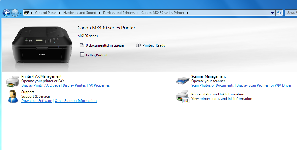 mx430 canon printer utilities